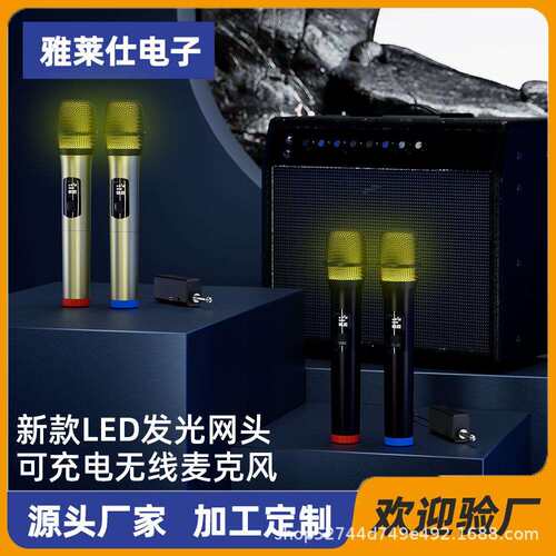 新款LED灯网头无线麦克风话筒一拖二调音台手拉箱户外直播