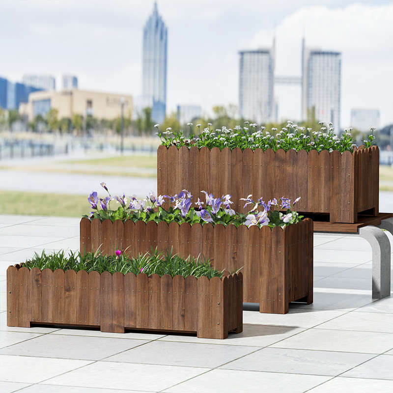 户外防腐木花箱组合长方形碳化实木花盆种植箱阳台种菜盆大号花槽