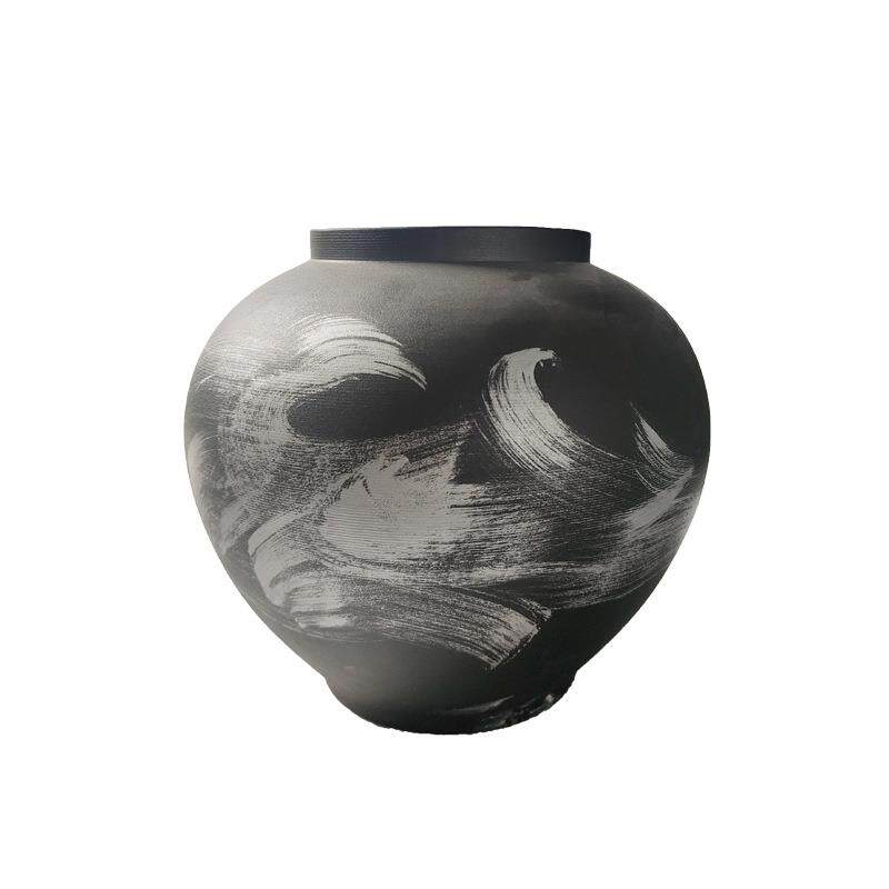新中式陶瓷花瓶家居工艺品摆件客厅餐桌大口瓷瓶现代花艺中式花器