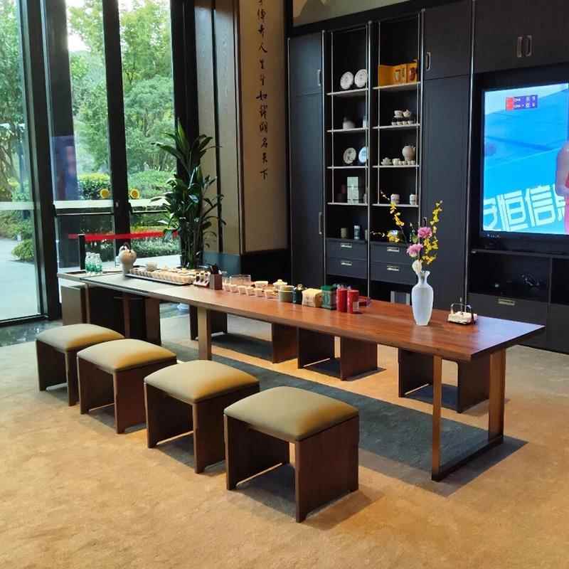 需定制新中式茶桌2025新款高端胡桃木办公室实木茶台家用客厅现代