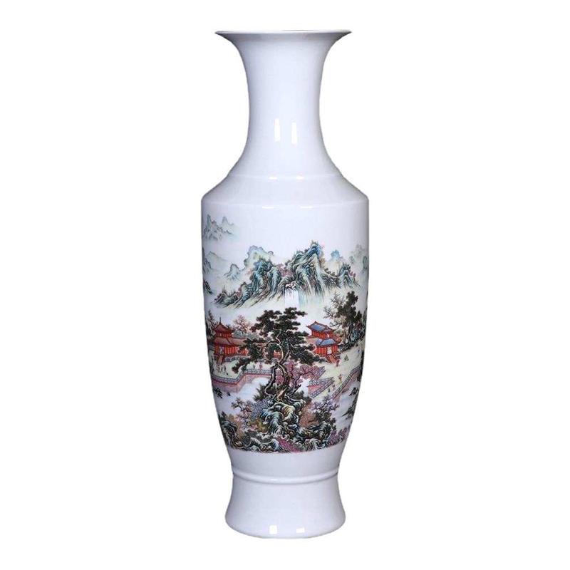 景德镇高65cm落地大花瓶居家客厅富贵竹水养插花瓷瓶中式陶瓷摆件