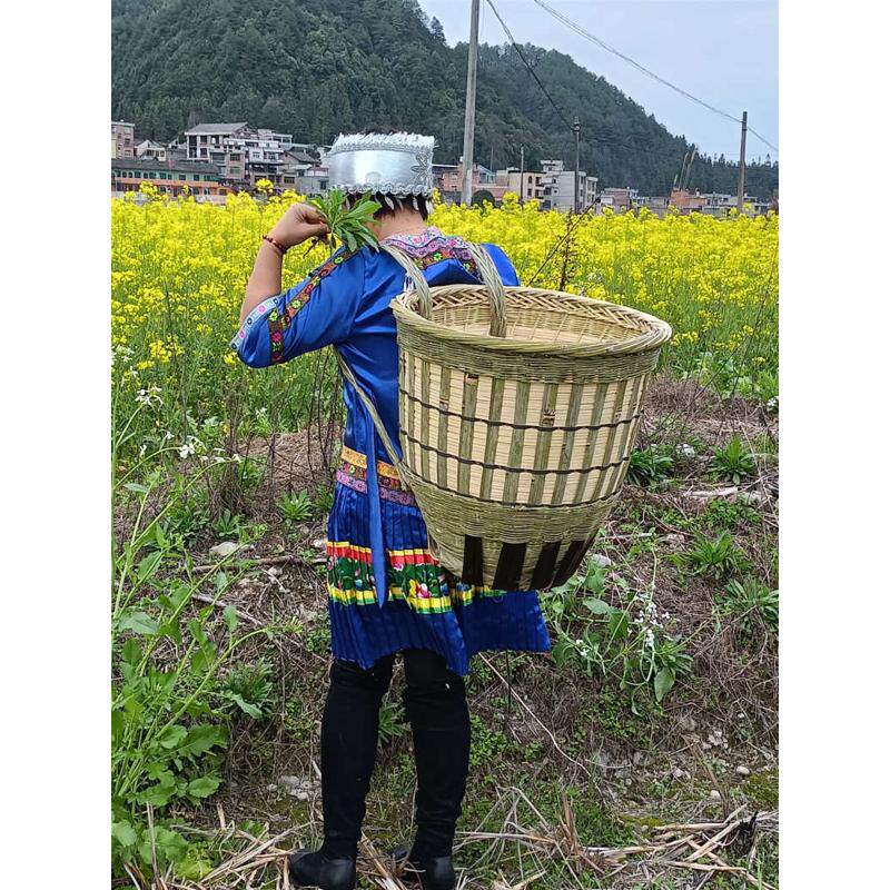 贵州纯手工竹编背篓 大号背篼 背筐 菜筐 圆背篼 背娄 柴背篼菜