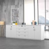 办公室文件柜隔断茶柜质靠墙资柜桌边水柜带锁料储物矮VAT木柜置