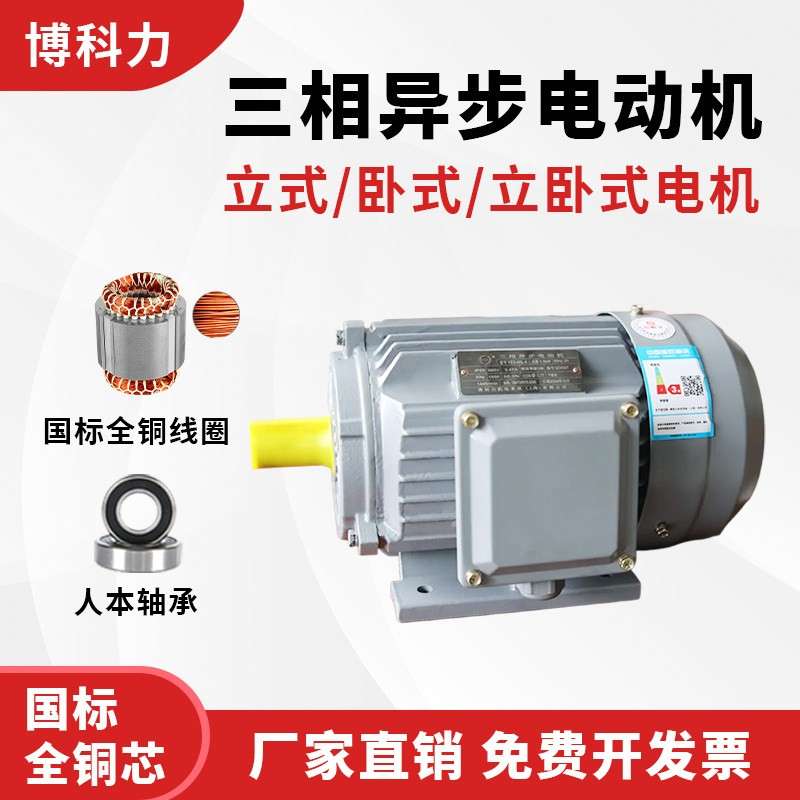 三相异步交流电动机0.55KW-75KW八级700转国标铜芯电机卧立式380