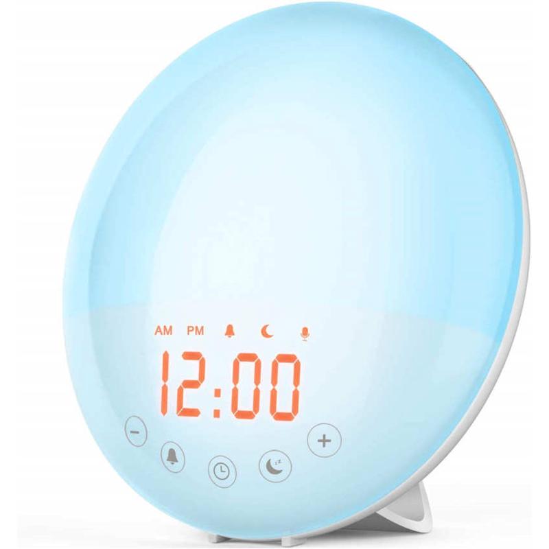 智能日出唤醒灯led闹钟 日落睡眠七彩变色氛围灯贪睡起床灯FM收音