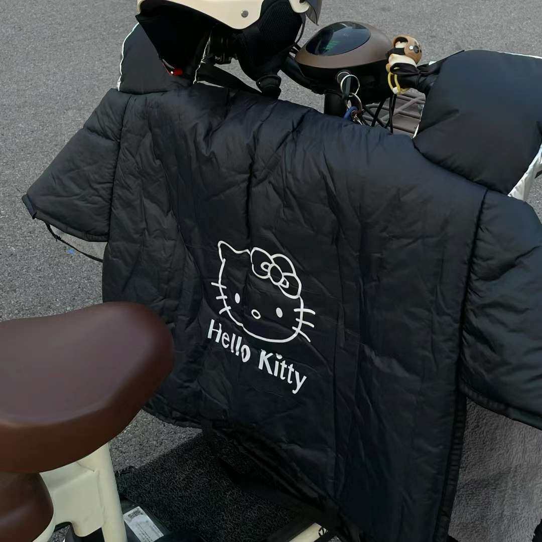 hellokitty挡风被电动车冬季加绒加厚防水防寒电瓶车防风被2024新