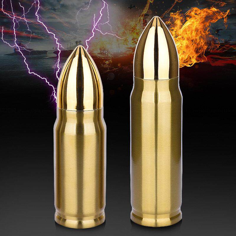 不锈钢炮弹保温杯男水杯学生军迷户外水杯可携式杯子大容量水壶男