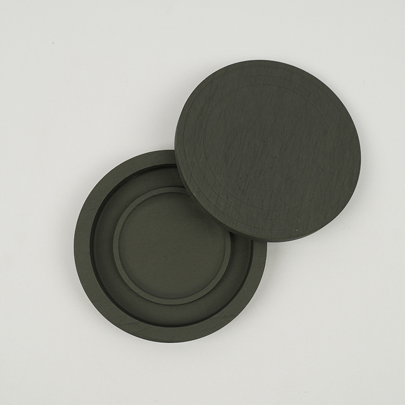 厂家直供四寸墨海罗纹砚直径10cm砚台简约圆形带盖墨池文房书法用