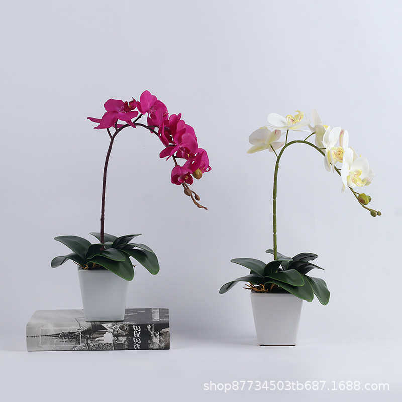 手感蝴蝶兰套装客厅茶几桌头柜摆件仿真花假花装饰套装