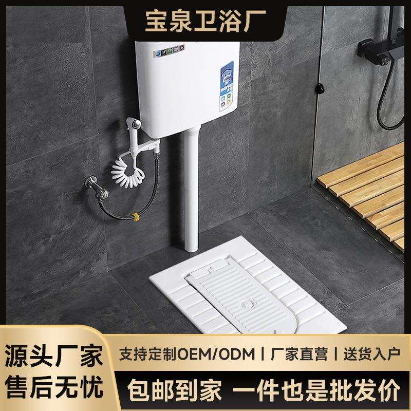 家用卫生间蹲坑式蹲厕盖板可拆卸冲水箱整套装大便器便池厕所蹲坑