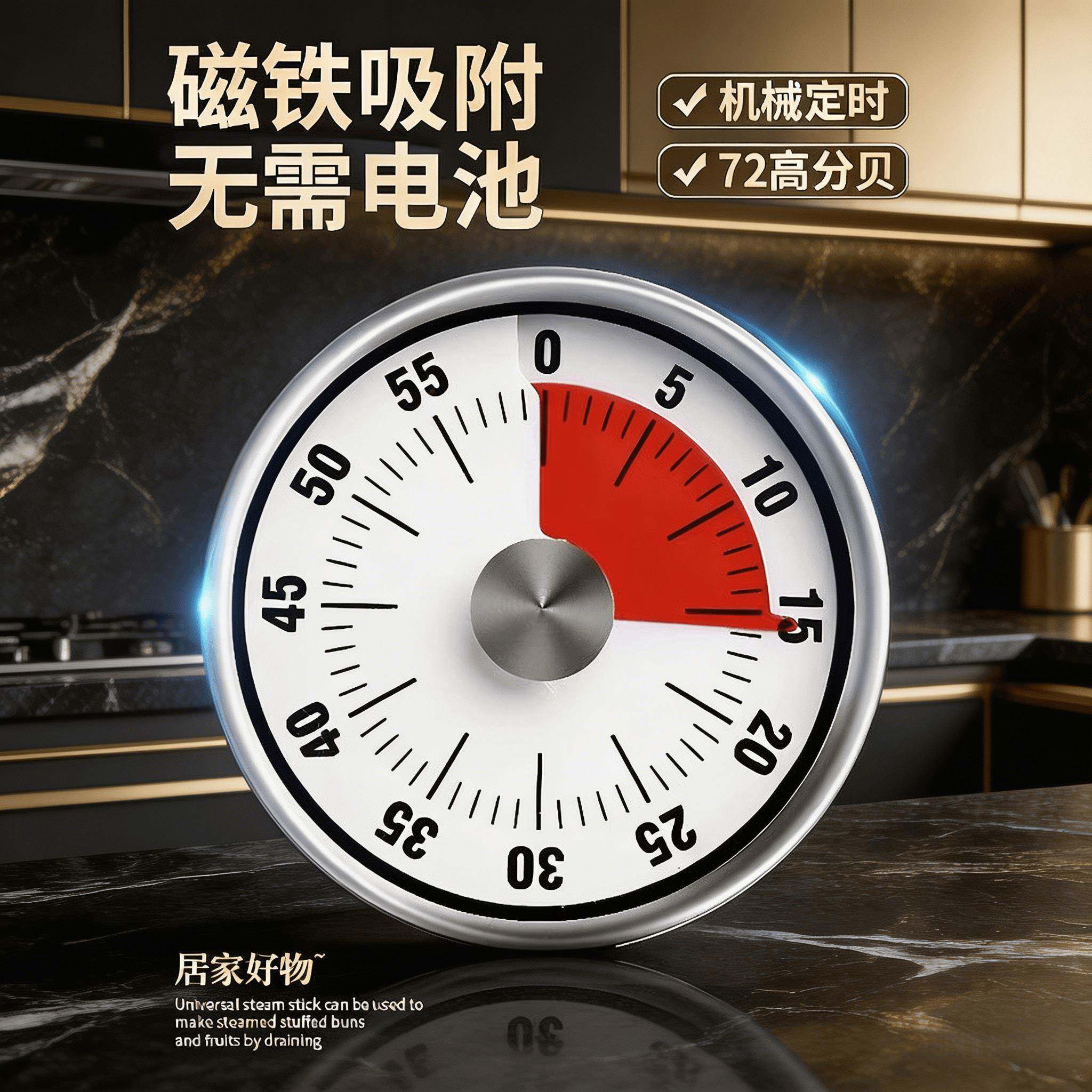 可视化计时器厨房机械定时学习儿童厨房提醒器磁吸式烹饪秒表闹钟