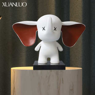 简约现代创意可爱小飞象雕塑摆件样板间儿童房卧室客厅家居装 饰品