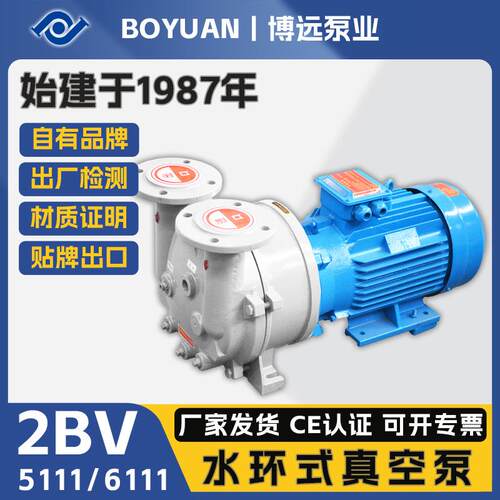 博远泵业2BV5111/6111水环真空泵5.5kW铸铁304耐腐机封负压抽气泵