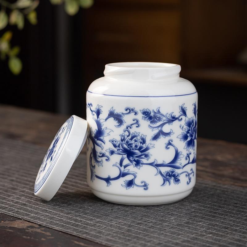 青花瓷中式通用膏药密封罐复古膏方罐罐蜂蜜罐药粉罐陶瓷茶罐