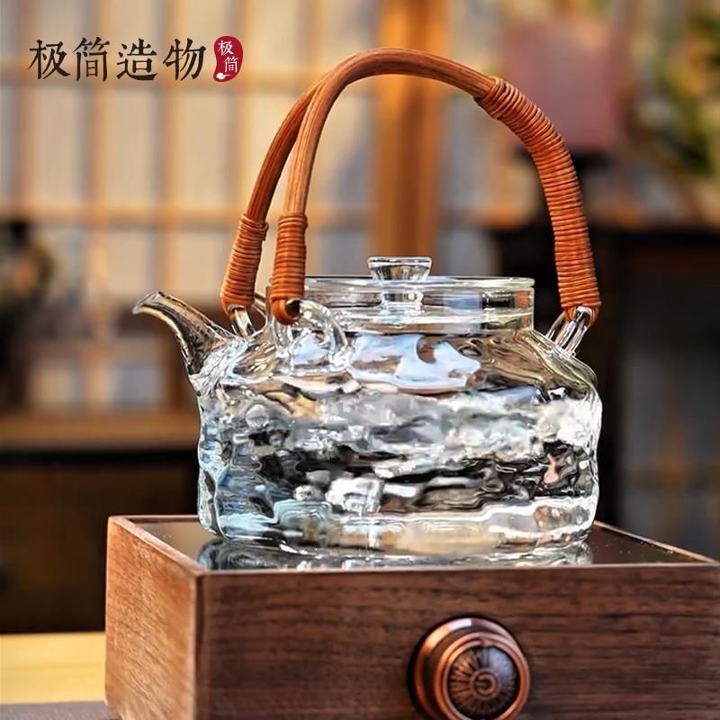 藤编提梁壶水立方泡茶壶耐高温可明火烧水壶日式电陶炉煮茶专用壶