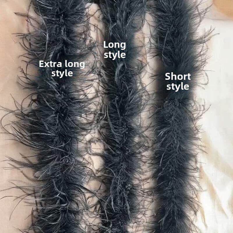 多层加密加粗鸵鸟羽毛条驼鸟毛条舞蹈服礼服时装diy手工服装辅料