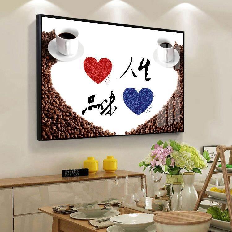 壁画金属饭厅单单幅墙瓷画框晶客厅新款卧室装饰画有框挂画联餐厅