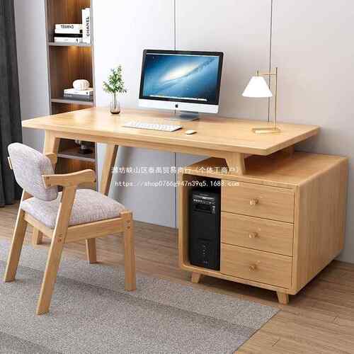 全木书公桌书柜一体电脑桌台式办可伸缩IBM转角学生家用卧实写字