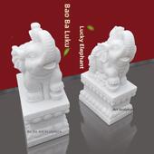 石雕大象门墩抱鼓石一对招财别墅汉白玉石鼓庭院晚霞红青石象摆件