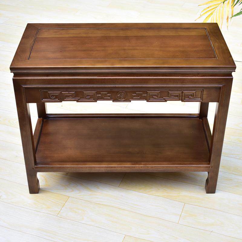 全实木沙发边几客厅电话桌角几老榆木小茶几原木新古典多层置物架