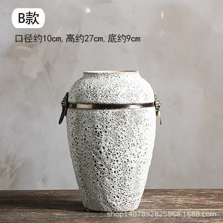 陶罐粗旧景德镇落地大花盆干花瓶插花摆件客厅装饰土做复古陶瓷陶