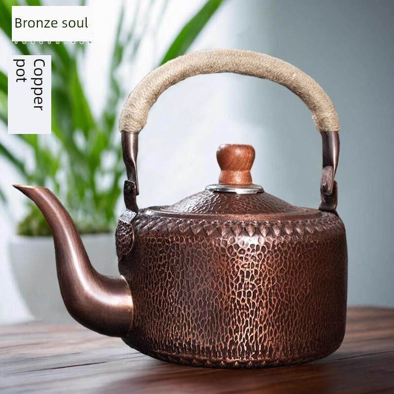 烧水壶纯紫铜覆古加厚茶壶大容量铜壶提梁防烫家用燃气烧水煮茶具