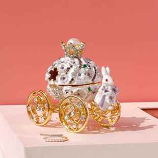 新款马结婚对戒盒樱花兔子车家居摆件饰少女礼物项链盒皇冠首礼品