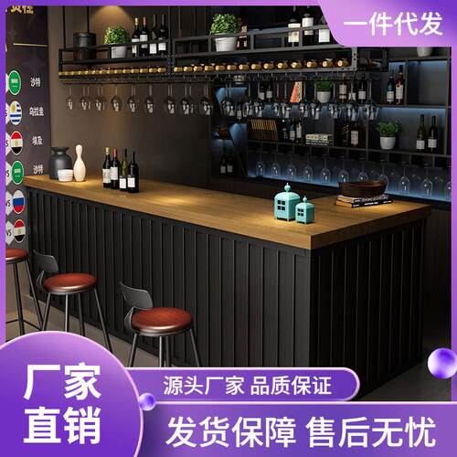 工业风复古酒吧吧台餐厅咖啡厅收银台奶茶店接待台店铺前台转角柜