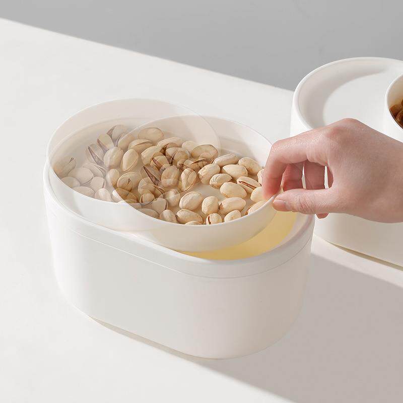 双层桌面垃圾桶分类圆形塑料懒人收纳桶小号家用带盖杂物整理干湿