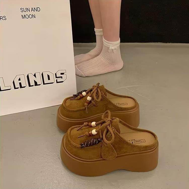 春秋串珠勃肯鞋女2026新款外穿厚底增高包头半拖鞋懒人博肯0113z,女鞋,勃肯鞋/软木鞋,淘宝优惠券,粉丝福利购,淘宝优惠卷