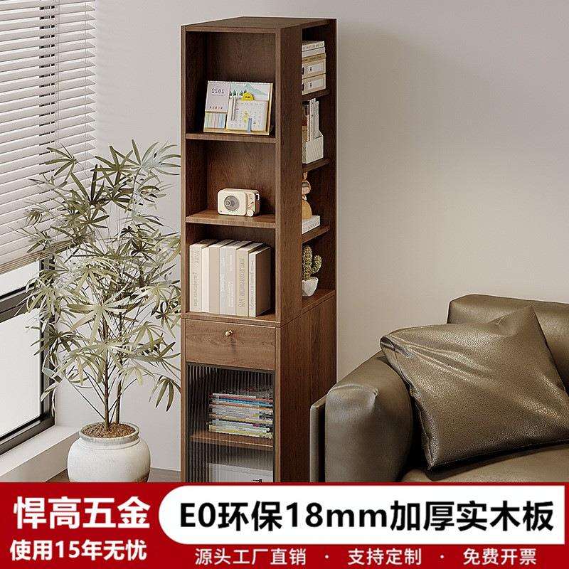 轻奢角柜多层书柜实木置物柜简约餐厅极窄储物柜卫生间夹缝收纳柜