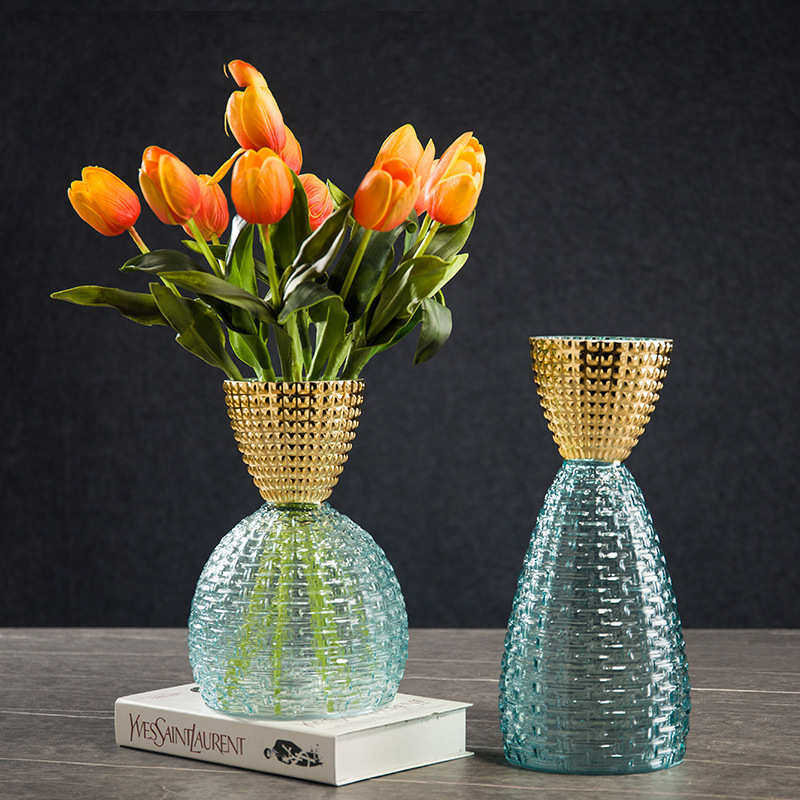 花瓶餐桌插花摆件高档气泡水晶红透明客厅捷克创意轻玻璃奢花瓶网,家居饰品,花瓶,淘宝优惠券,粉丝福利购,淘宝优惠卷