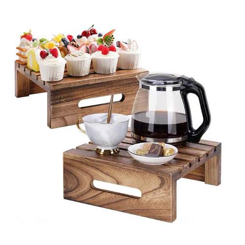 木制纸杯蛋糕架甜点桌展示托盘,乡村木箱风格装饰展示收纳架