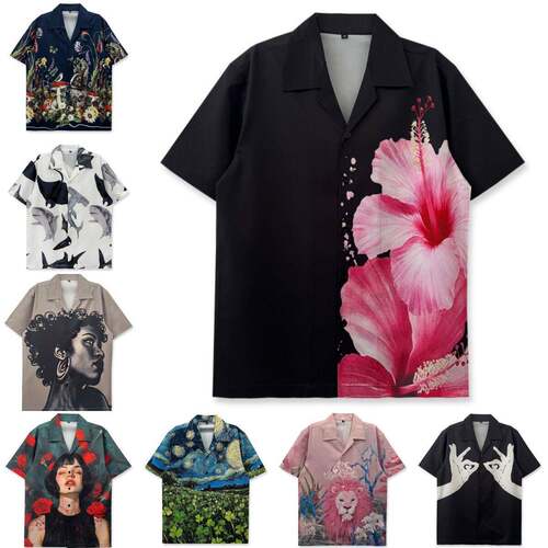 Unisex Printed Shirt Casual Menswear Hip Hop Punk Beachwear