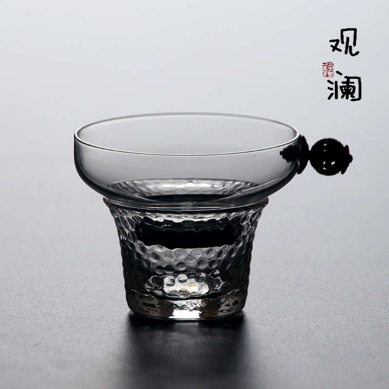 创意耐热玻璃过滤网钮珠茶漏套装茶叶泡茶器漏斗功夫茶具配件茶滤