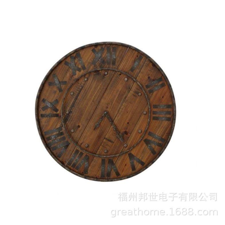 厂家原卧木简挂钟无品牌/时尚约风格木质挂钟客厅室家用静音墙钟