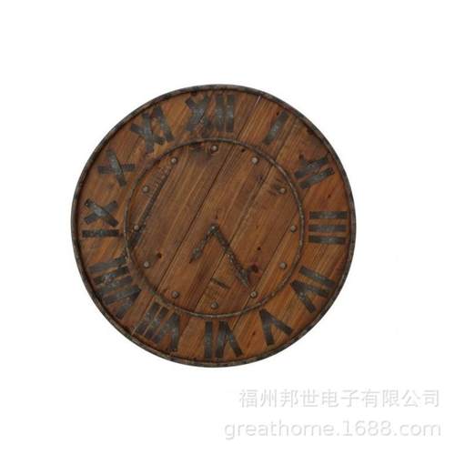 厂家原卧木简挂钟无品牌/时尚约风格木质挂钟客厅室家用静音墙钟