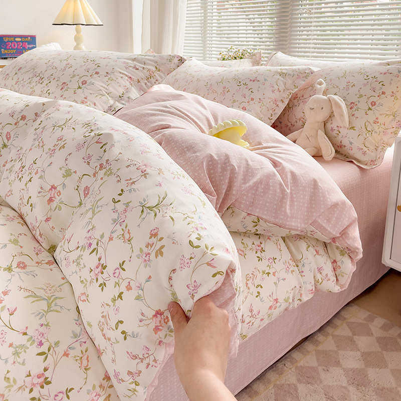 全棉四件套100纯棉套件加厚碎花被套床单床上用品床笠被罩三件套,床上用品,床品套件/四件套/多件套,淘宝优惠券,粉丝福利购,淘宝优惠卷