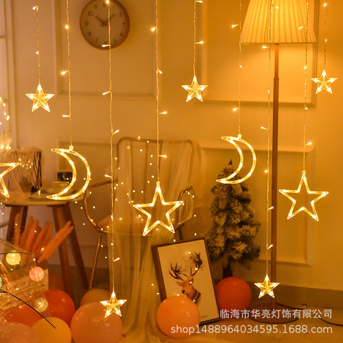 LED太阳能跨境批发星星窗帘灯串