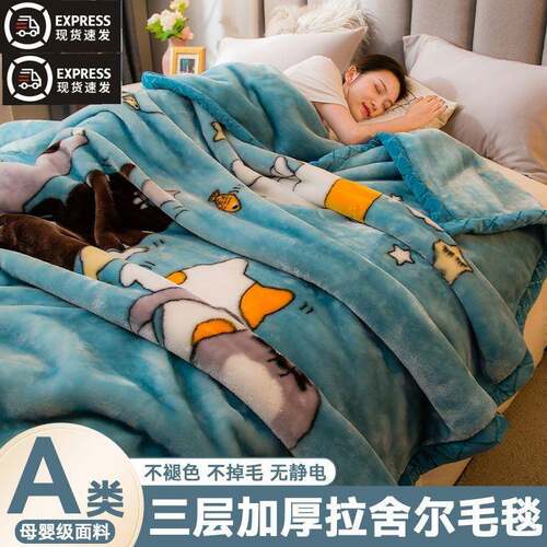 毛毯冬季加厚盖毯拉沙发毯珊瑚绒舍尔被子法兰单子人学生厂家直供