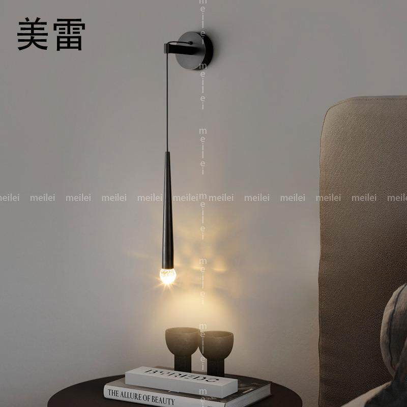 北欧轻奢床头壁灯现代简约长线客厅家用吧台主卧水晶头家用壁灯