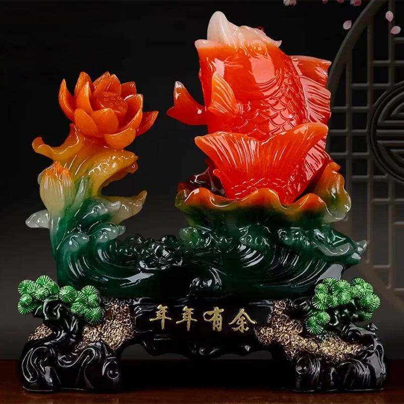 新款直销年年有余招财鱼摆件店铺中式家居客厅玄关酒柜装饰品乔迁