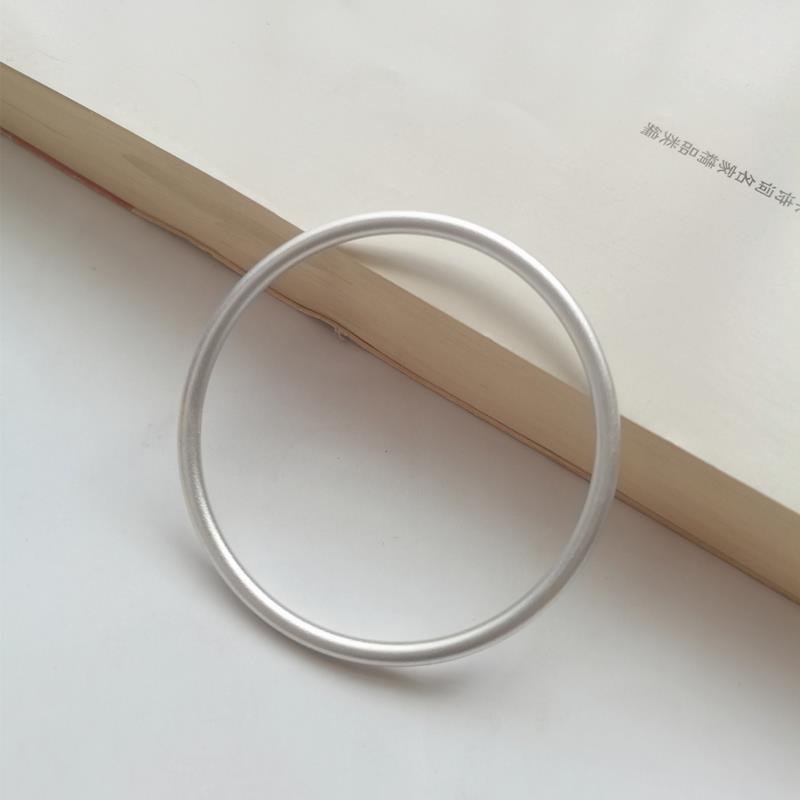 高档推!古法磨砂简复古做旧手工实心银9足荐99约纯银手镯文艺手