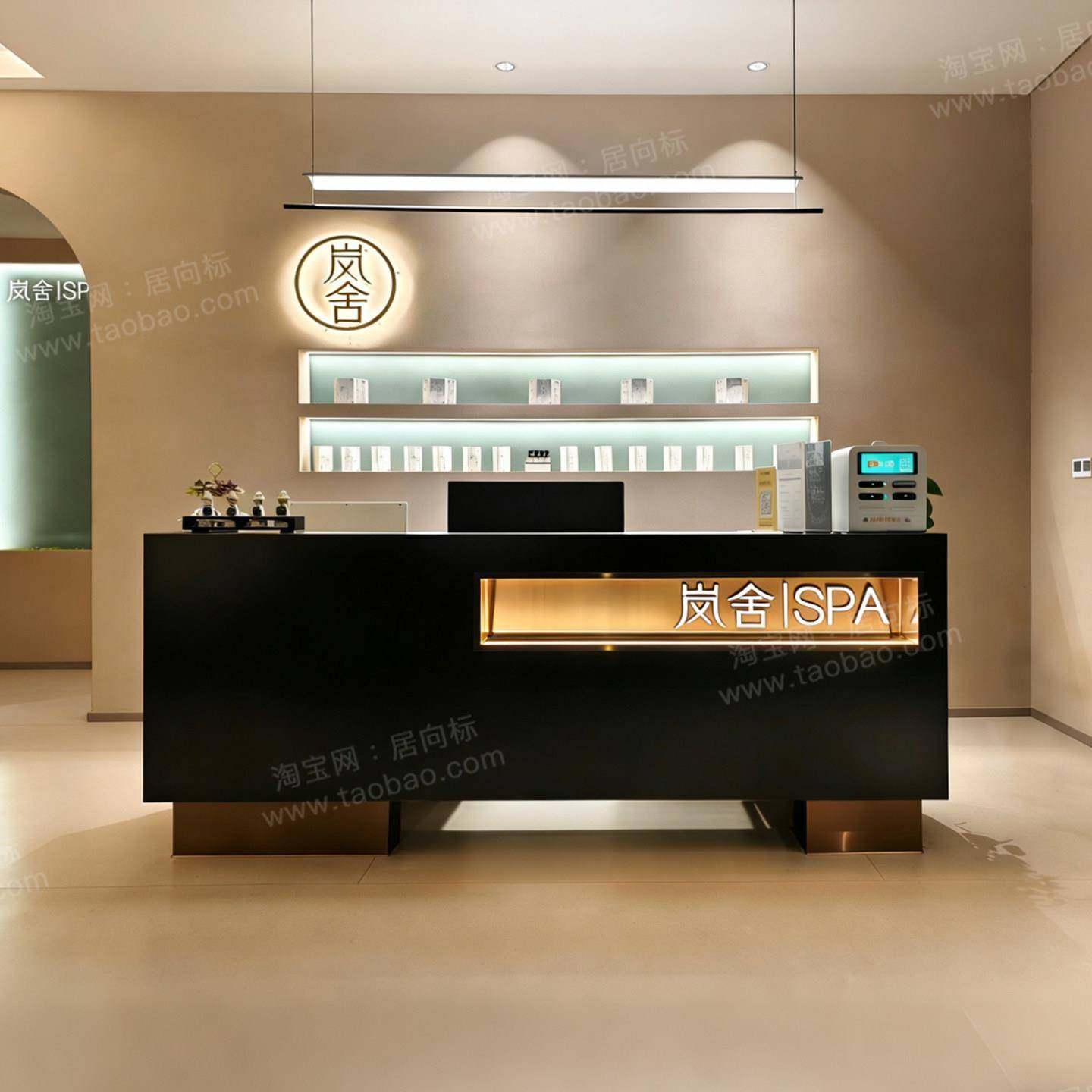 现代中式SPA养生馆吧台收银台民宿茶楼足浴采耳店前台桌接待商用,商业/办公家具,收银台,淘宝优惠券,粉丝福利购,淘宝优惠卷