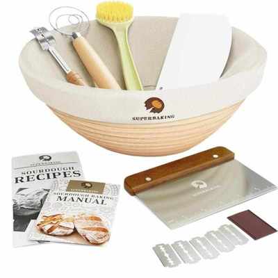 面包烘焙工具用品藤条Banneton发酵篮刮板打粉器面包割套装