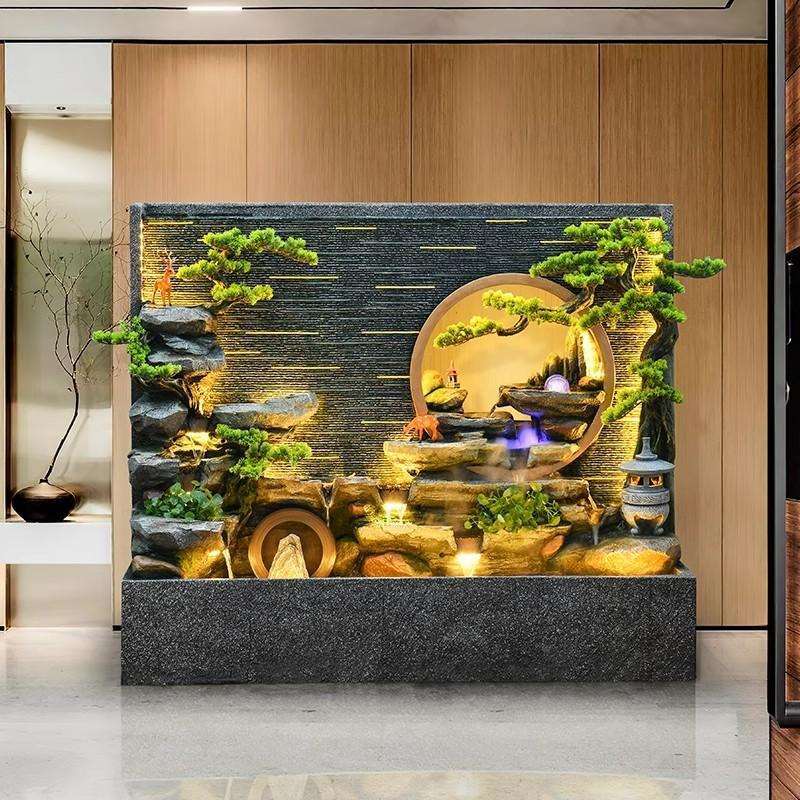 大型假山客厅流水摆件庭院酒店装饰品加湿鱼池景观办公室招财摆件
