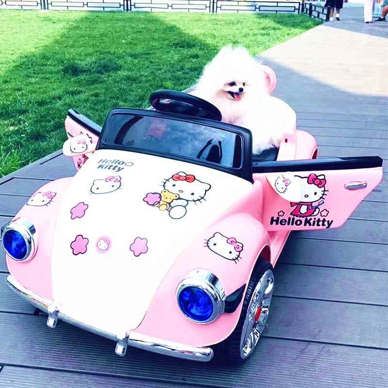 高档超人可爱公主车粉儿童遥控电动车坐四轮玩具汽车女童车生可日