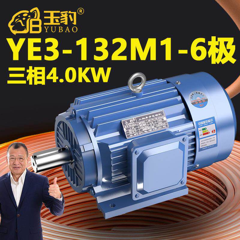 132M1-6极全新YE3系列三相异步电动机国标4KW电机380V三相全铜