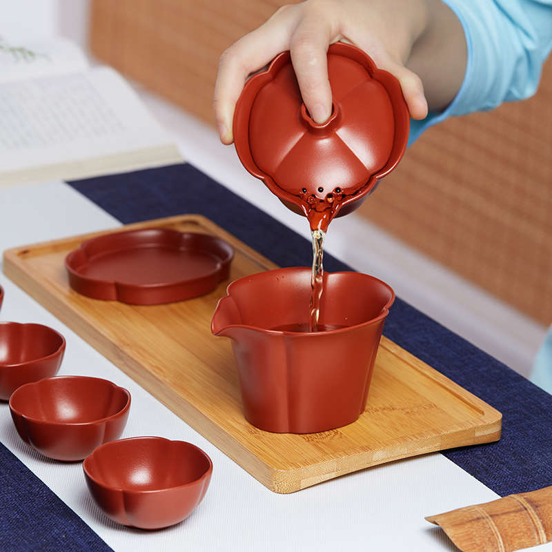 紫砂功夫茶具一壶四杯便携旅行简易泡茶壶礼盒茶杯盖碗组合办公室