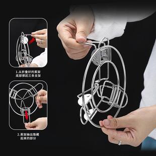 304不锈钢蒸架高脚可调节圆形蒸笼蒸锅篦子家用多功能折叠蒸盘架